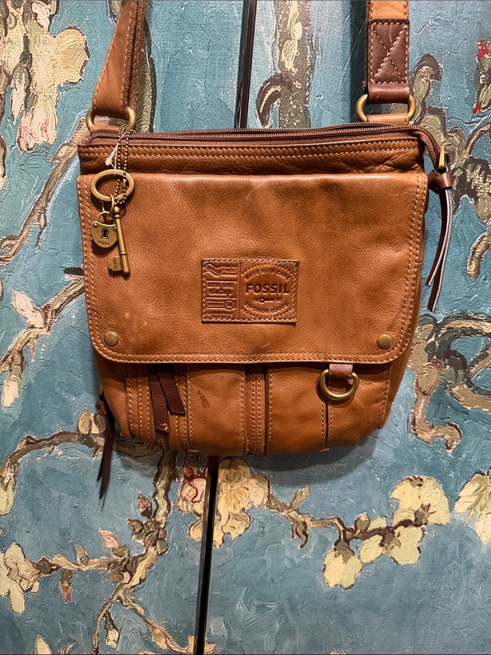 Fossil Brown Leather Crossbody Bag